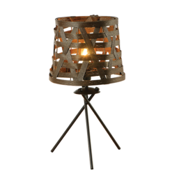 ACA DECOR – Επιτραπέζιο Φωτιστικό1ΧΕ14 Μεταλλικό Καφέ + Καλάμι Φ17ΧΗ35cm