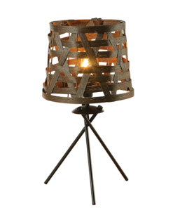 ACA DECOR – Επιτραπέζιο Φωτιστικό1ΧΕ14 Μεταλλικό Καφέ + Καλάμι Φ17ΧΗ35cm