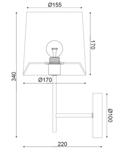 ACA DECOR  – Επίτοιχο Φωτιστικό 1ΧΕ27 Μεταλλικό Καφέ + Καλάμι  17Χ21ΧΗ35cm