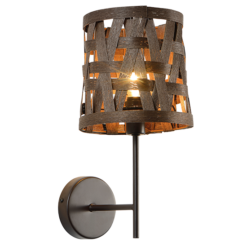 ACA DECOR – Επίτοιχο Φωτιστικό 1ΧΕ27 Μεταλλικό Καφέ + Καλάμι 17Χ21ΧΗ35cm