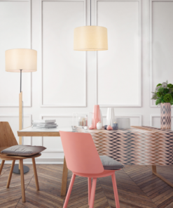 Κρεμαστό Φωτιστικό 1xΕ27 με Φυσικό Ξύλο & Μπεζ Υφασμάτινο Καπέλο H56CM D27CM CLIFF ACA – MP21858