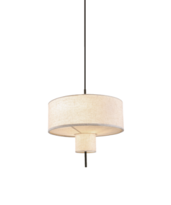 Κρεμαστό Φωτιστικό 1xE27 Μαυρο Μέταλλο 2 Λεπίδων με Μπεζ Υφασμάτινο Καπέλο D40*H120cm ANAFI ACA – MP240323