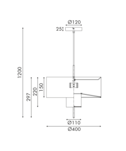Κρεμαστό Φωτιστικό 1xE27 Μαυρο Μέταλλο 2 Λεπίδων με Μπεζ Υφασμάτινο Καπέλο D40*H120cm ANAFI ACA – MP240323