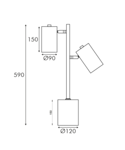 Πορτατίφ Μαύρο Μεταλλικό 2xΕ27 D12*H59cm KENNETH ACA – MT240572