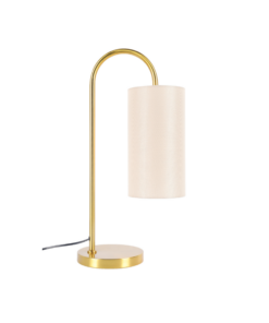 Επιτραπέζιο Φωτιστικό Μεταλλικό 1xΕ27 Απόχρωση Ορείχαλκου με Μπεζ Υφασμάτινο Καπέλο L28*W18*H57cm ZORAN ACA – MT240718