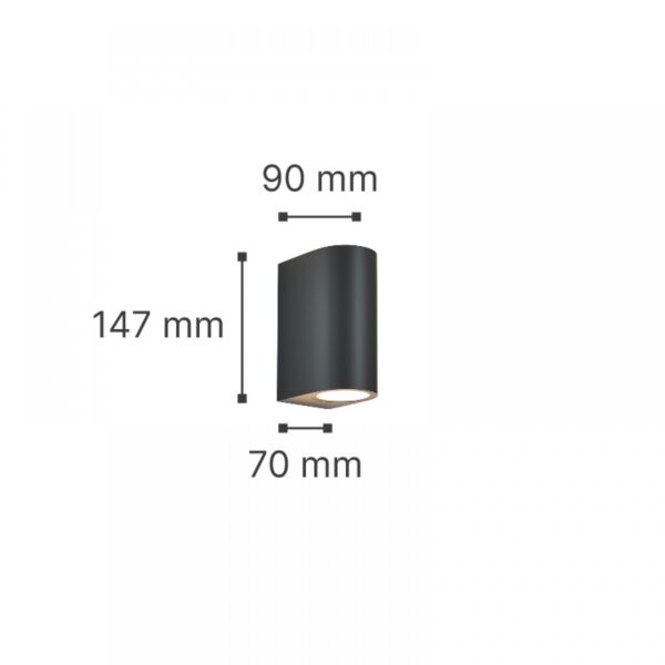 it-Lighting Michigan 2xGU10 Outdoor Up-Down Wall Lamp Grey D14.7cmx9cm (80200134)