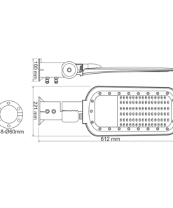 LED Φωτιστικό Δρόμου 100W 14000LM 4000K 140×90˚ CLASS I 230V AC IP66 ACA – NORD10040