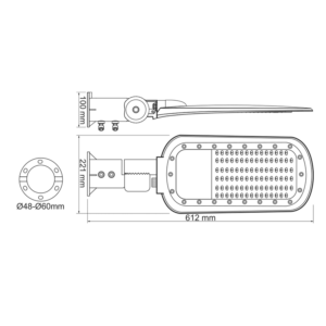 LED Φωτιστικό Δρόμου 100W 14000LM 4000K 140×90˚ CLASS I 230V AC IP66 ACA – NORD10040