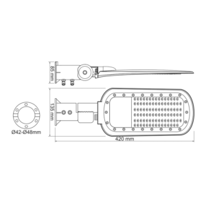 LED Φωτιστικό Δρόμου 20W 2800LM 4000K 140×90˚ CLASS I 230V AC IP66 ACA – NORD2040