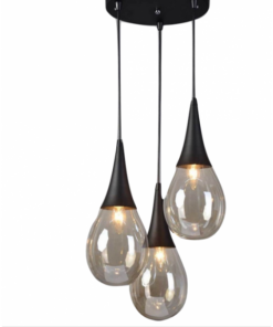 Κρεμαστό Φωτιστικό Οροφής Σταγόνα 3xE14 Ø400 Μέταλλο-Γυαλί Μαύρο ACA DECOR – OD53423RBK