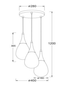 Κρεμαστό Φωτιστικό Οροφής Σταγόνα 3xE14 Ø400 Μέταλλο-Γυαλί Χάλκινο ACA DECOR – OD53423RCP