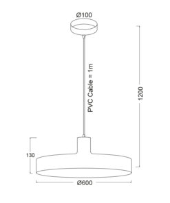 Κρεμαστό Φωτιστικό 1ΧΕ27 Μεταλλικό Μαύρο Ματ Φ600 ACA DECOR – OD5392LBK