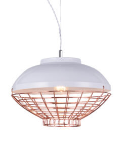 Κρεμαστό Φωτιστικό 1ΧΕ27 Μεταλλικό Λευκό+ΧΑΛΚΙΝΟ Φ400 ACA DECOR – OD5396