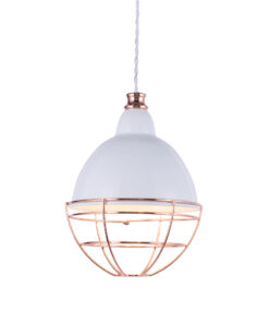 Κρεμαστό Φωτιστικό 1ΧΕ27 Μεταλλικό Λευκό+Χάλκινο Φ200 ACA DECOR – OD5399