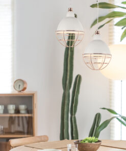 Κρεμαστό Φωτιστικό 1ΧΕ27 Μεταλλικό Λευκό+Χάλκινο Φ200 ACA DECOR – OD5399