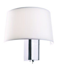 Μεταλλική Απλίκα Χρώμιο 1xE27 με Λευκό Αμπαζούρ + Διακόπτη ACA DECOR – OD5611W