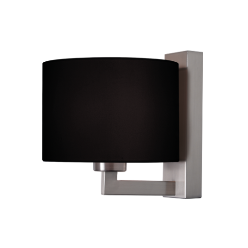 ACA DECOR   – Επίτοιχο Φωτιστικό 1ΧΕ27 Μεταλλικό Νικελ + Μαύρο Αμπαζούρ Φ18XΗ20cm