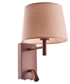 Μεταλλική Απλίκα Απόχρωση Ξύλου 1XE27+3W LED Κεφαλή Καπέλο Μόκα ACA DECOR – OD5617WDLED