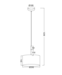 Κρεμαστό Φωτιστικό 1ΧΕ27 Μαύρο+ Απόχρωση Ξύλου Φ250 ACA DECOR – OD650825PBK