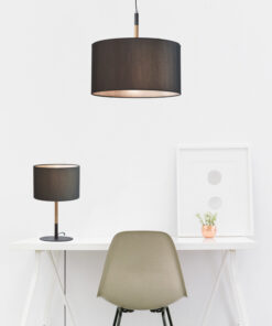 Κρεμαστό Φωτιστικό 1ΧΕ27 Μαύρο+ Απόχρωση Ξύλου Φ250 ACA DECOR – OD650825PBK