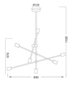 Κρεμαστό Φωτιστικό Οροφής 7xE27 με Ρυθμιζόμενους Σωλήνες Μεταλλικό Μπρονζέ ACA DECOR – OD680107BR
