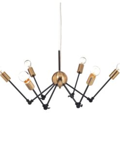 Κρεμαστό Φωτιστικό Οροφής με Ρυθμιζόμενους Βραχίονες 6xE27 Ø760 Μεταλλικό Μαύρο-Ορείχαλκος ACA DECOR – OD680306BB