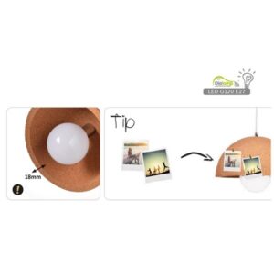 Κρεμαστό Φωτιστικό 1ΧΕ27 Φελλός ACA DECOR   – OD8064