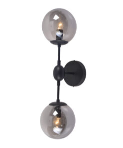 Επιτοίχιο Φωτιστικό 2ΧΕ14 Μεταλλικό Μαύρο + Φιμέ Γυαλί ACA DECOR – OD807002W