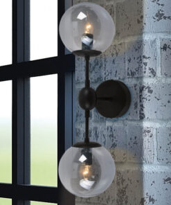 Επιτοίχιο Φωτιστικό 2ΧΕ14 Μεταλλικό Μαύρο + Φιμέ Γυαλί ACA DECOR – OD807002W