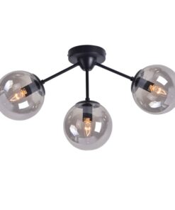 Φωτιστικό Οροφής 3xE14 Μέταλλο-Γυαλί Διάφανο Φιμέ-Μαύρο ACA DECOR – OD807003C