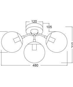 Φωτιστικό Οροφής 3xE14 Μέταλλο-Γυαλί Διάφανο Φιμέ-Μαύρο ACA DECOR – OD807003C