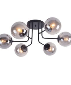 Φωτιστικό Οροφής 6xE14 Μέταλλο-Γυαλί Διάφανο Φιμέ-Μαύρο ACA DECOR – OD807006C