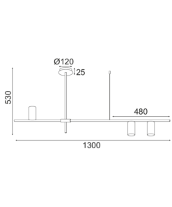 ACA DECOR   φωτιστικό οροφής 3xGU10 130x53cm σε μαύρο χρώμα – OD843C130B