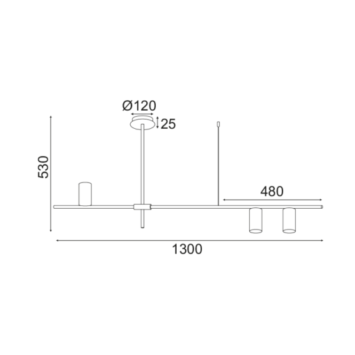 ACA DECOR   φωτιστικό οροφής 3xGU10 130x53cm σε μαύρο χρώμα – OD843C130B