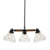 ACA DECOR   – Κρεμαστό Φωτιστικό 3ΧΕ27 Μεταλλικό + Ξύλο + Γυαλί Φ60ΧΗ100cm