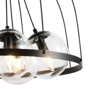 ACA DECOR   – Κρεμαστό Φωτιστικό 5ΧΕ27 Μεταλλικό Μαύρο Φ50ΧΗ120cm