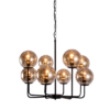 ACA DECOR  – Κρεμαστό Φωτιστικό 8ΧΕ14 Κεχριμπάρι Γυαλί + Μέταλλο Μαύρο Φ65ΧΗ120cm