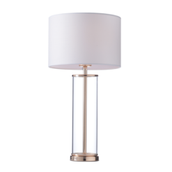 ACA DECOR – Επιτραπέζιο Φωτιστικό1ΧΕ27 Γυαλί + Αμπαζούρ + Χρυσό Μέταλλο Φ25ΧΗ48cm