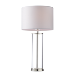 ACA DECOR – Επιτραπέζιο Φωτιστικό1ΧΕ27 Γυαλί + Αμπαζούρ + Ασημί Μέταλλο Φ25ΧΗ48cm