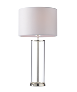 ACA DECOR – Επιτραπέζιο Φωτιστικό1ΧΕ27 Γυαλί + Αμπαζούρ + Ασημί Μέταλλο Φ25ΧΗ48cm