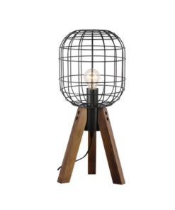Επιτραπέζιο Φωτιστικό1ΧΕ27 Μεταλλικό Μαύρο + Ξύλο Φ25ΧΗ51,5cm ACA DECOR – OD90981T