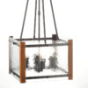 ACA DECOR   – Κρεμαστό Φωτιστικό 4ΧΕ27 Μέταλλο + Γυαλί+Ξύλο 33Χ33ΧΗ75cm