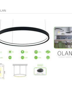Κρεμαστό Γραμμικό Φωτιστικό OLAN σε Σχήμα Κύκλου και Αμμώδες Μαύρο Χρώμα ACA