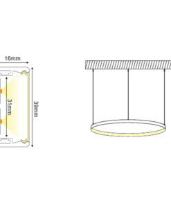 Κρεμαστό Γραμμικό Φωτιστικό OLAN σε Σχήμα Κύκλου και Αμμώδες Μαύρο Χρώμα ACA