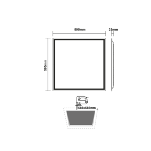LED Πάνελ Τετράγωνο Χωνευτό 60X60 cm 40W ACA 120° 3920lm Θερμό 3000K – OTIS60604030N
