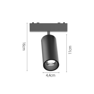 InLight Φωτιστικό LED 9W 3000K για Ultra-Thin μαγνητική ράγα σε μαύρη απόχρωση D:16cmX4,4cm (T03701-BL)