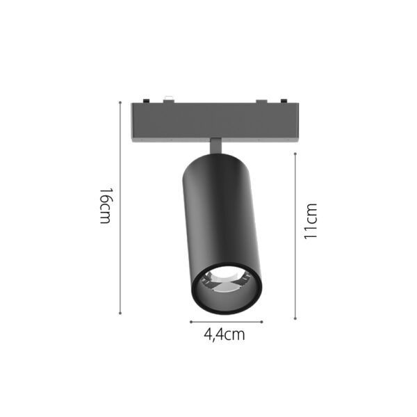 InLight Φωτιστικό LED 9W 3000K για Ultra-Thin μαγνητική ράγα σε μαύρη απόχρωση D:16cmX4,4cm (T03701-BL)