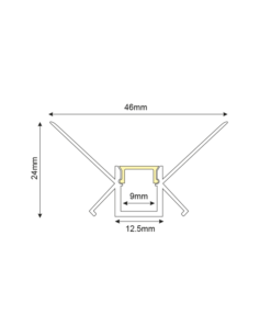 Προφίλ Αλουμινίου Γυψοσανίδας Χωνευτό Margo για LED Ταινίες για Εσωτερική Γωνία με Οπάλ Κάλυμμα 2m – P123U