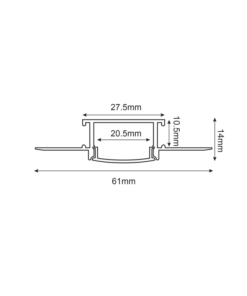 Ευκαμπτο Trimless Προφίλ Αλουμινίου Γυψοσανίδας 20mm Οπάλ Κάλυμμα Σιλικόνης 2m ACA – P125FL