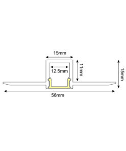 Προφίλ Αλουμινίου Γυψοσανίδας Χωνευτό για LED Ταινίες με Οπάλ Κάλυμμα 2m ACA – P135U